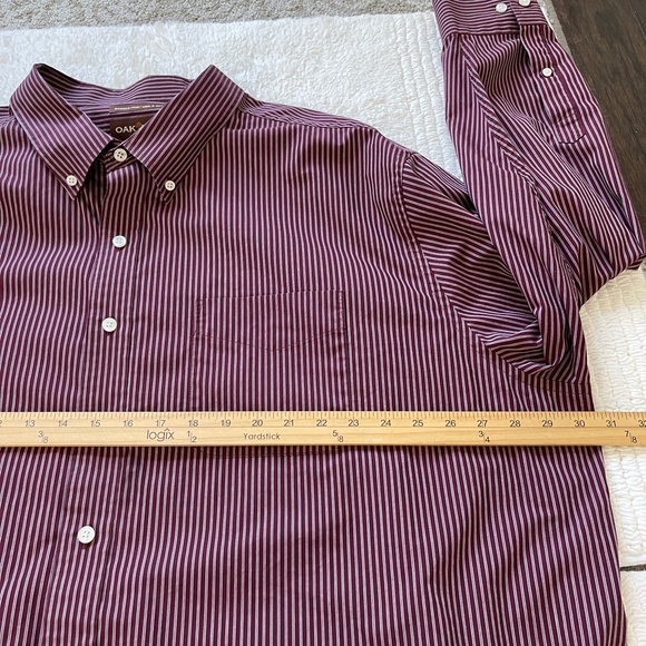 Oak Hill Men's Button Down Shirt Size 3XL Maroon & White Pinstripe Wrinkle Free - Picture 11 of 13